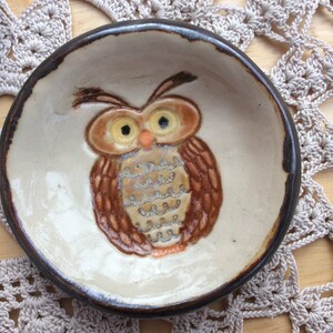 Ring dish with owl or fox, Badger or cat handmade stoneware trinket holder, ring holder Owl