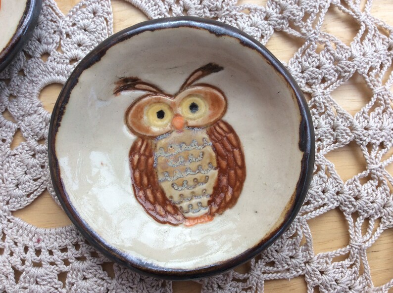 Ring dish with owl or fox, Badger or cat handmade stoneware trinket holder, ring holder Owl