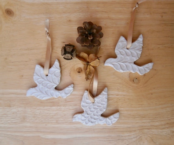 Ceramic Dove or Snowflake Ornament: Handmade Christmas Tree Decoration