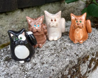 Ceramic Cat Miniature Sculpture: Collectible Kitten Figurine