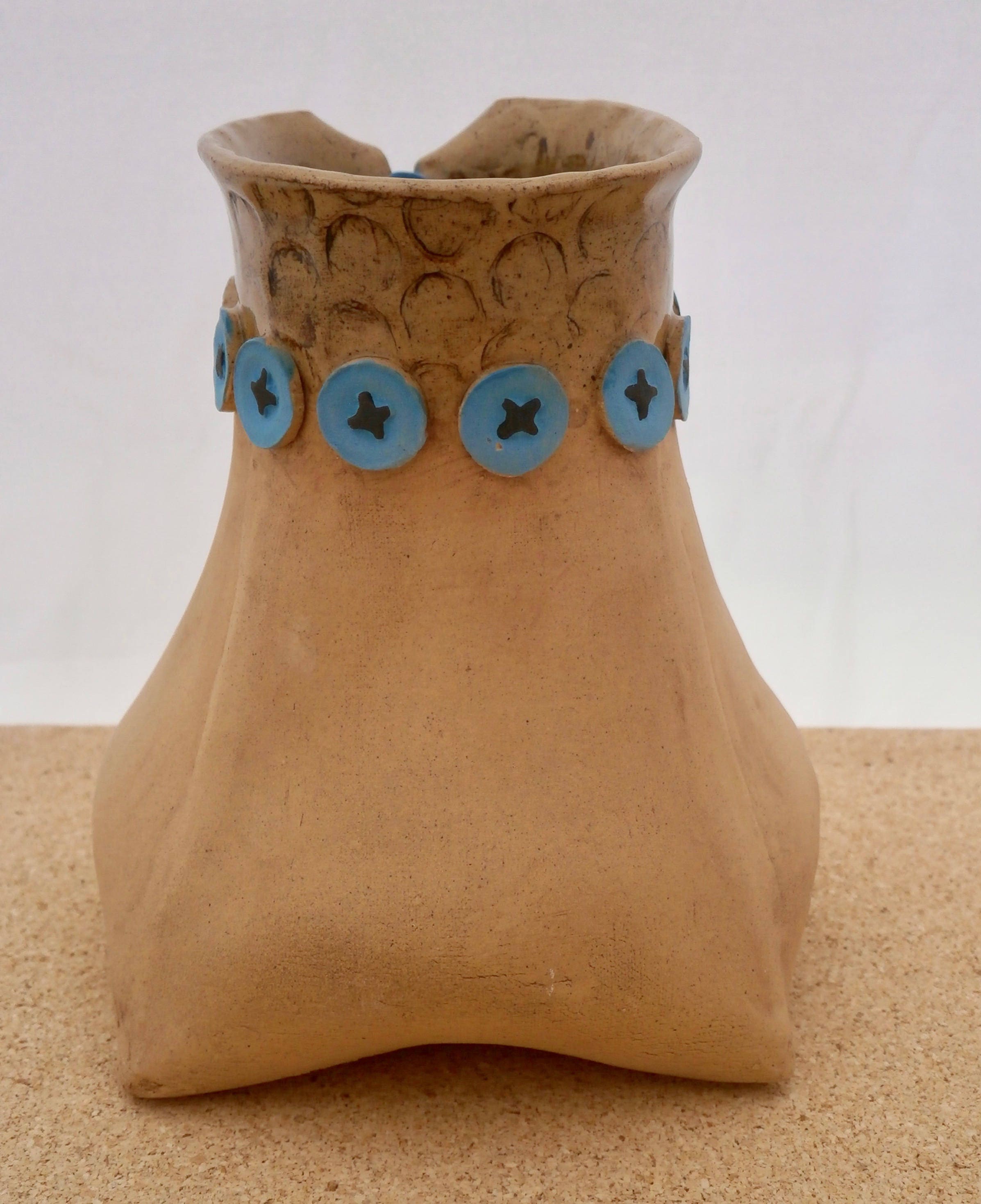 Folk Art Vase Brown and Turquoise Handmade Stoneware Vase Etsy UK