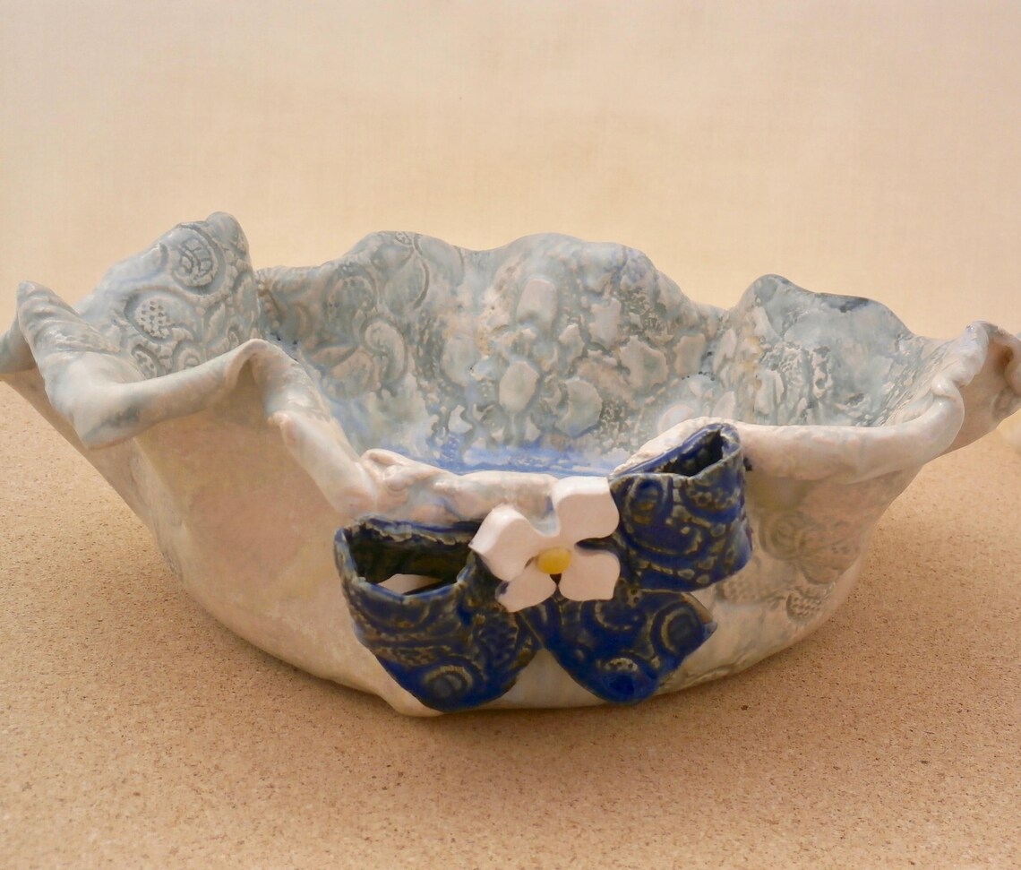 Blue Ceramic Fruit Bowl Handmade Stoneware Salad Bowl Etsy Ireland