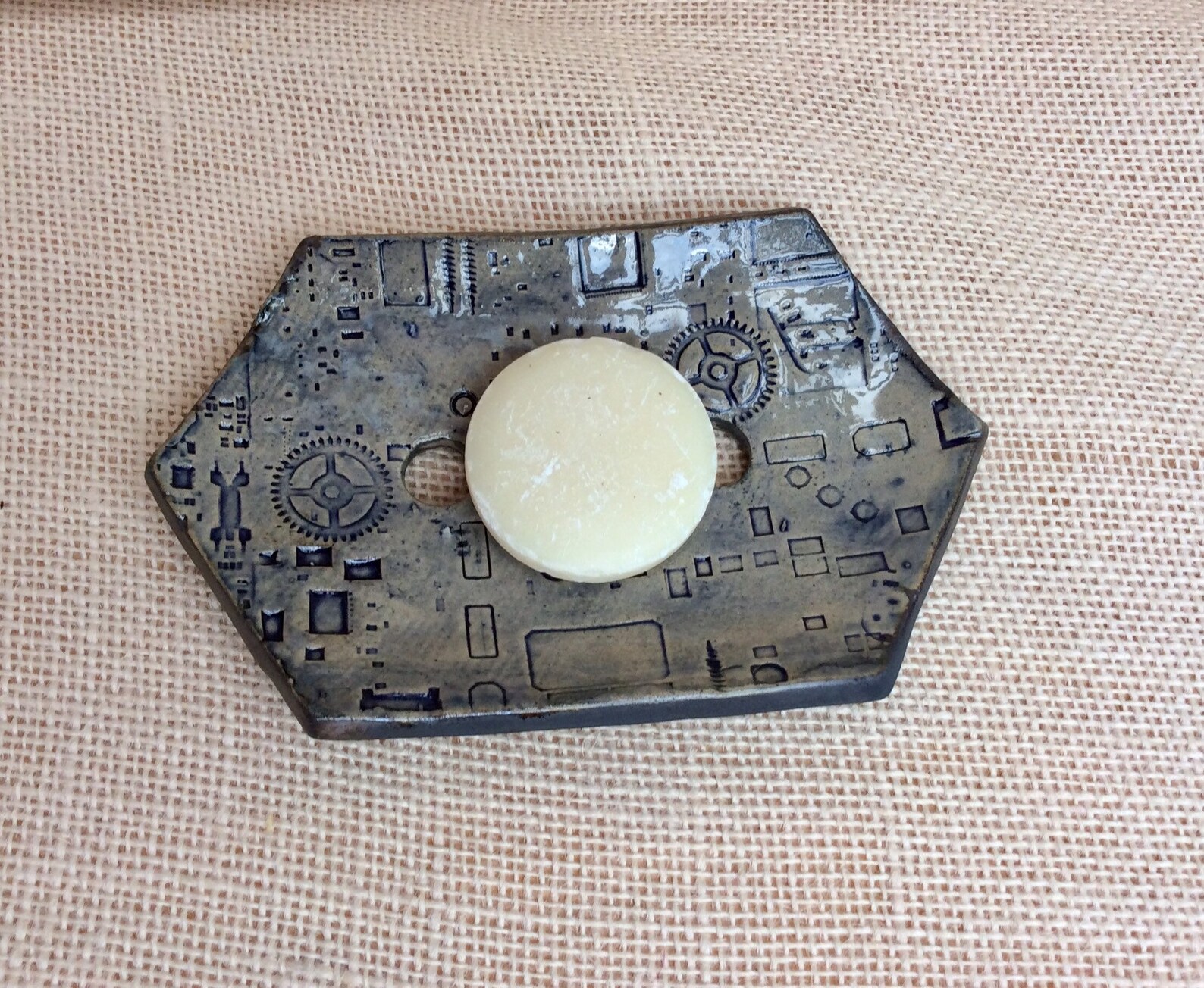 Plato de jabón steampunk azul bandeja de jabón de gres con | Etsy