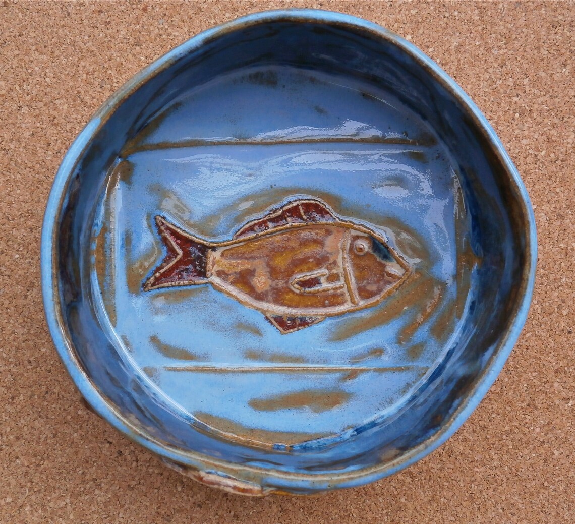 Cat food bowl with fish Made to order dish personalized with Etsy