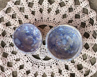 Cosmic Violet Ceramic Trinket Dishes: Handmade Stoneware Prep Bowls