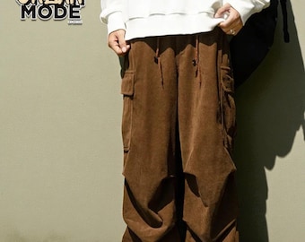 Pantalones cargo de pana / Pantalones holgados / Ropa urbana estilo Y2K / Ropa casual para el día a día
