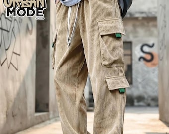 Cargo Corduroy Pants | Loose Fit Trousers | Utility Y2K Streetwear | Casual Daily Wear