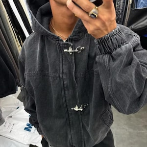 Metal Button Hoodie | Oversized Zip Front Jacket | Daily Wear | Gothic Streetwear Style

Metal button hoodie with oversized zip front gothic streetwear style
