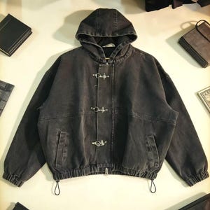 Metal Button Hoodie | Oversized Zip Front Jacket | Daily Wear | Gothic Streetwear Style

Metal button hoodie with oversized zip front gothic streetwear style