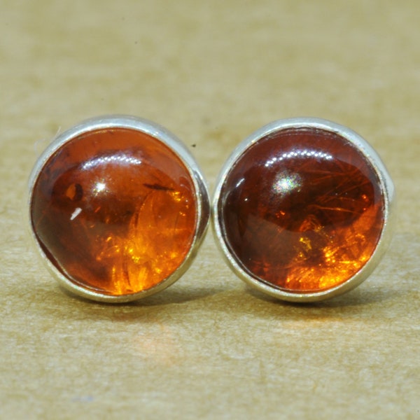 Amber Earrings, Sterling Silver Amber jewelry Studs, 5 mm