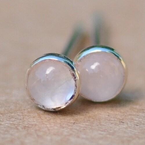 Rose Quartz Earrings Quartz Jewelry 3 Mm Pale Pink Birthday Etsy UK
