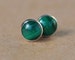 Malachite Earrings, Genuine malachite Jewelry .6mm sterling silver gemstone artisan studs, handmade in the UK. 