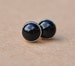 Onyx earrings, Sterling Silver Black Onyx earrings studs, 6mm round cabochon gemstone jewelry gift handmade in the UK. 