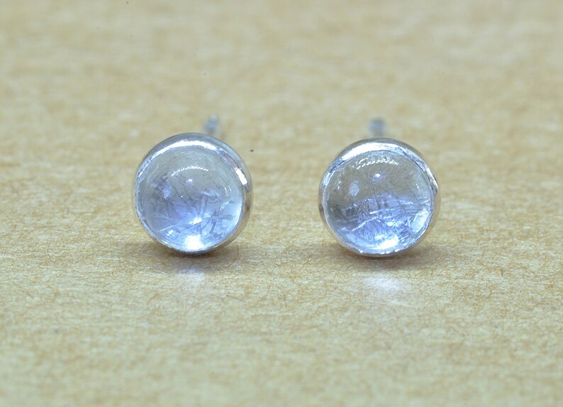 Aquamarine Earrings, Genuine silver aquamarine stud earrings, 4mm natural March birthstone. handmade in the UK. 