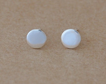 Cute little 6mm circle stud Earrings handmade with genuine Sterling silver.