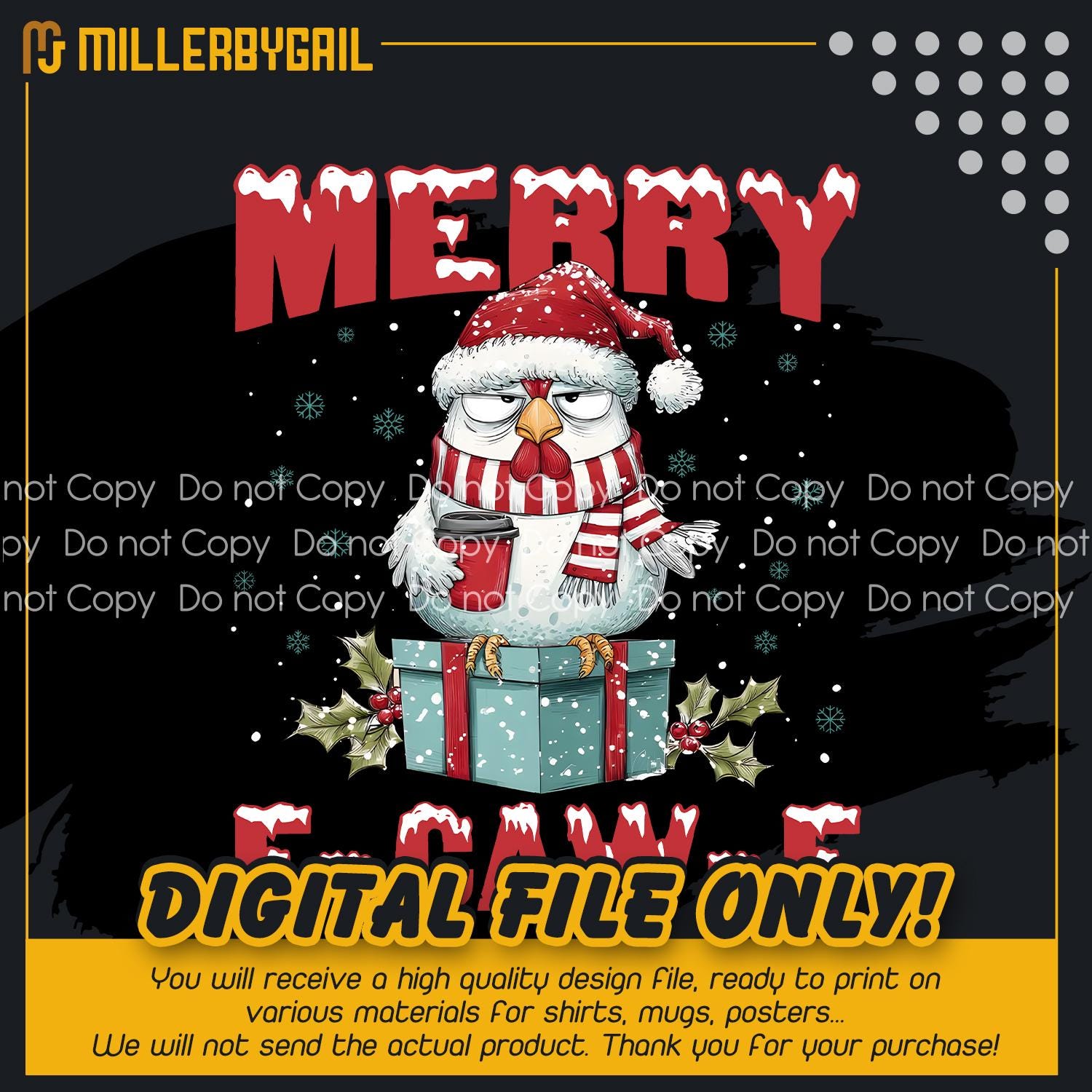 Funny Christmas Owl PNG, Merry F-Caw-F Design, Cute Owl in Santa Hat PNG, Sarcastic Xmas Quote Digit