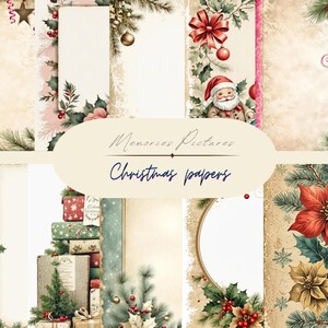 Christmas card frames, Digital Printable papers, Shabby Invitations Scrapbook Paper, Junk Journal Supplies, Ephemera, Digital Download