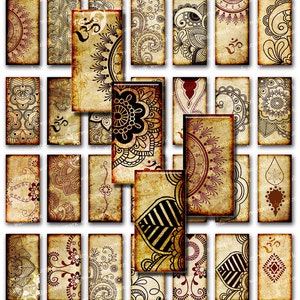 Orientale, Henna, Mandala, Om, Mehndi, Zen Yoga - Immagini scaricabili Foglio collage digitale, Scarica per Resin PendanT (117)