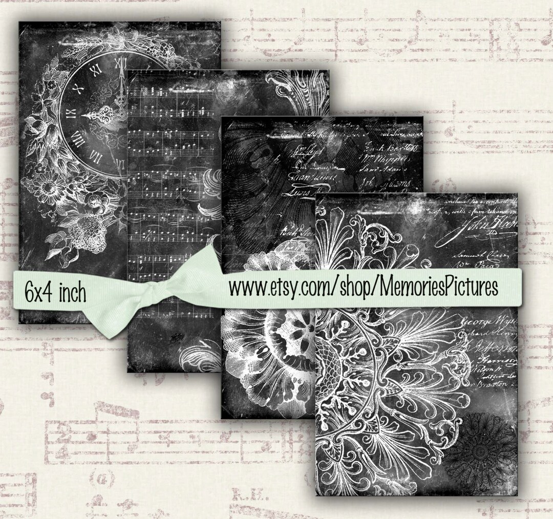 Printable Digital Black White Papers Music , Junk Journal Digital ...