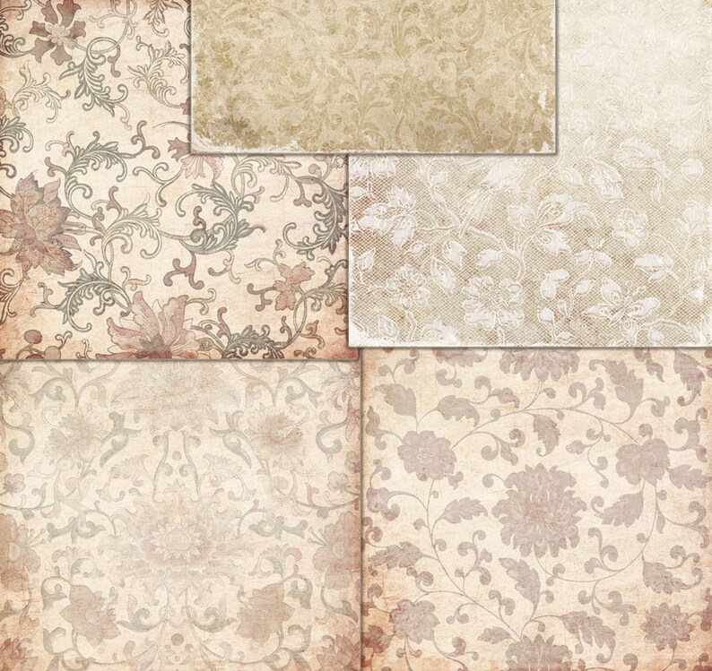 Wallpaper Decoupage, BACKGROUND Vintage Oriental Chic Set of 5