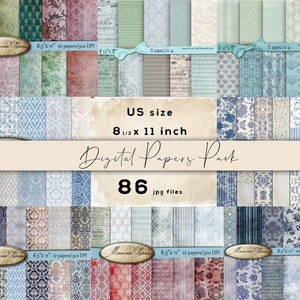 Sfondo invecchiato Fogli di collage digitali, pacchetto di carta decoupage, sfondi decoupage, carte da parati vintage blu verde rosso 86, 27deb1