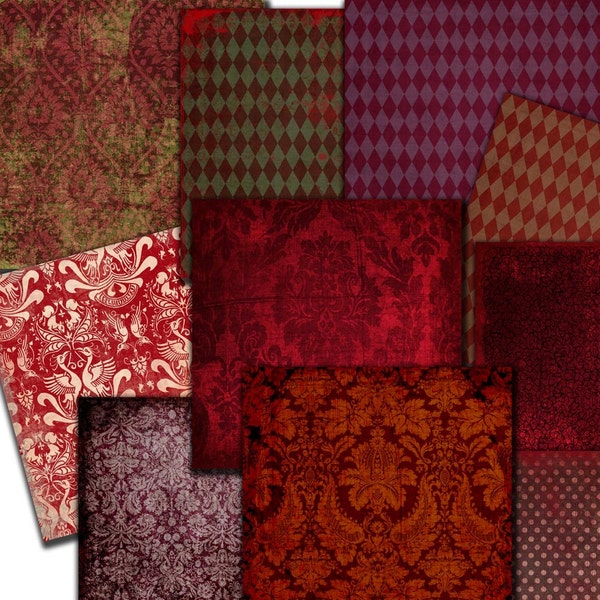 Red Wine  Paper  12 x 12 in damask paper  Decoupage,  Backgrounds10  scrapbooking ,  Digital Collage Sheets  to INSTANT  Download (20)