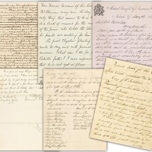 デジタル原稿、手書き用紙パック // ビンテージ文字 // ベージュ背景 // 商用利用 // 8.5 x 11 インチシート 6 枚 (1000us)