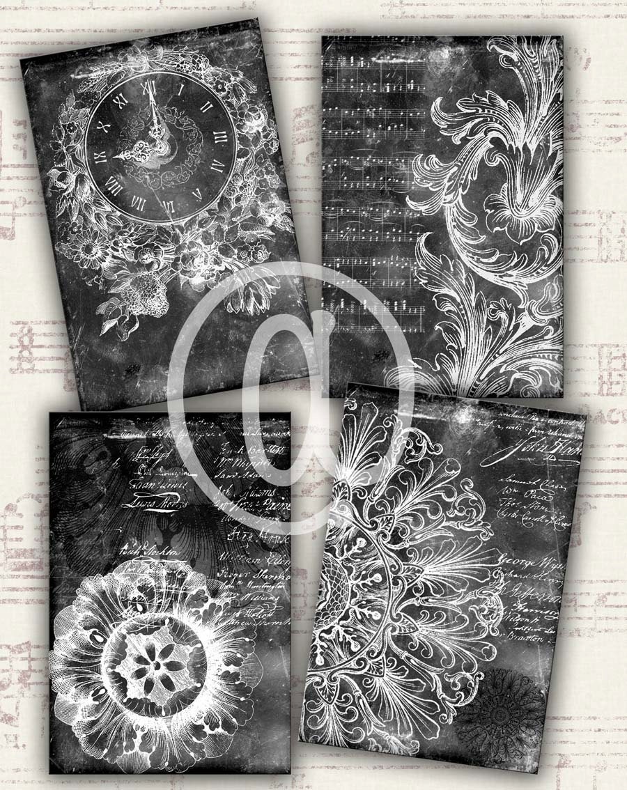 Printable Digital Black White Papers Music , Junk Journal Digital ...