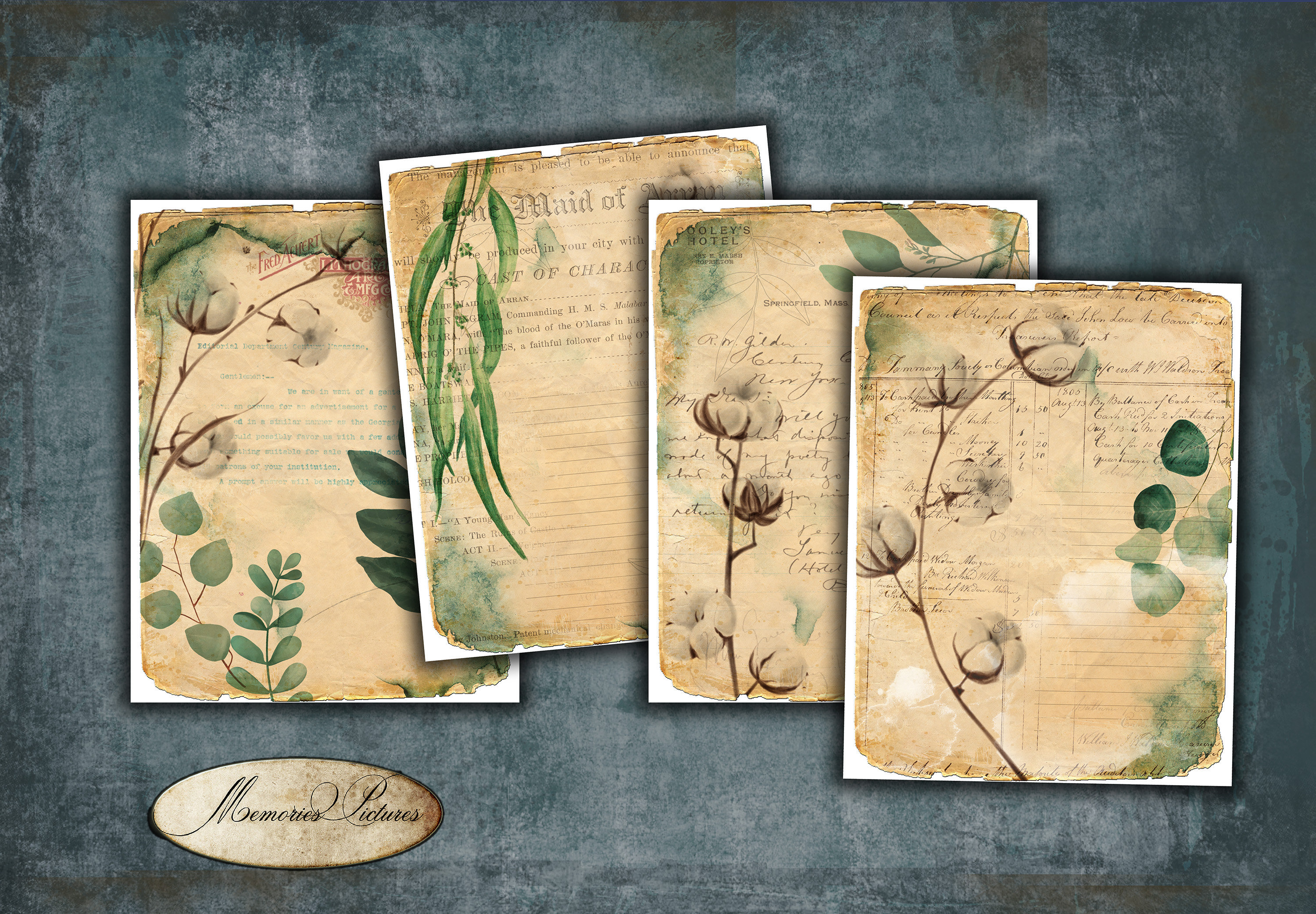 DIGITAL Junk Journal Pages Printable Grunge Botanical Junk - Etsy