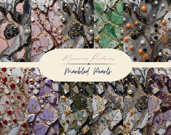 Marble wallpapers, 3d stones, pearls Digital textured papers,  Printable Scrapbook Paper, Junk Journal Supplies, Instant Digital Download