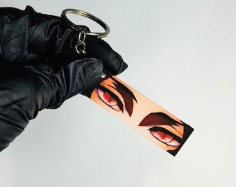 Llavero de ojos brillantes de Muzan Kibutsuji / Llavero compatible con anime / Llavero de villano de Demon Slayer para fanáticos, otakus, coleccionistas y cosplay