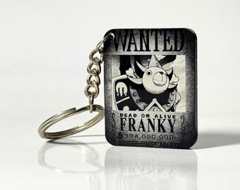 Llavero acrílico de anime con póster de Franky "Se busca"