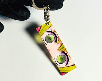 Llavero de ojos brillantes de Mitsuri Kanroji / Llavero compatible con anime / Llavero de Demon Slayer Love Hashira