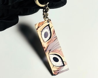 Llavero de ojos brillantes de Sanemi Shinazugawa / Llavero compatible con anime / Llavero de Demon Slayer Wind Hashira