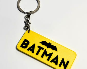 Llavero 3D de Batman de Myprus, de plástico PLA duradero, de superhéroe para llaves, bolsos y mochilas, regalo coleccionable de DC Comics para todas las edades.