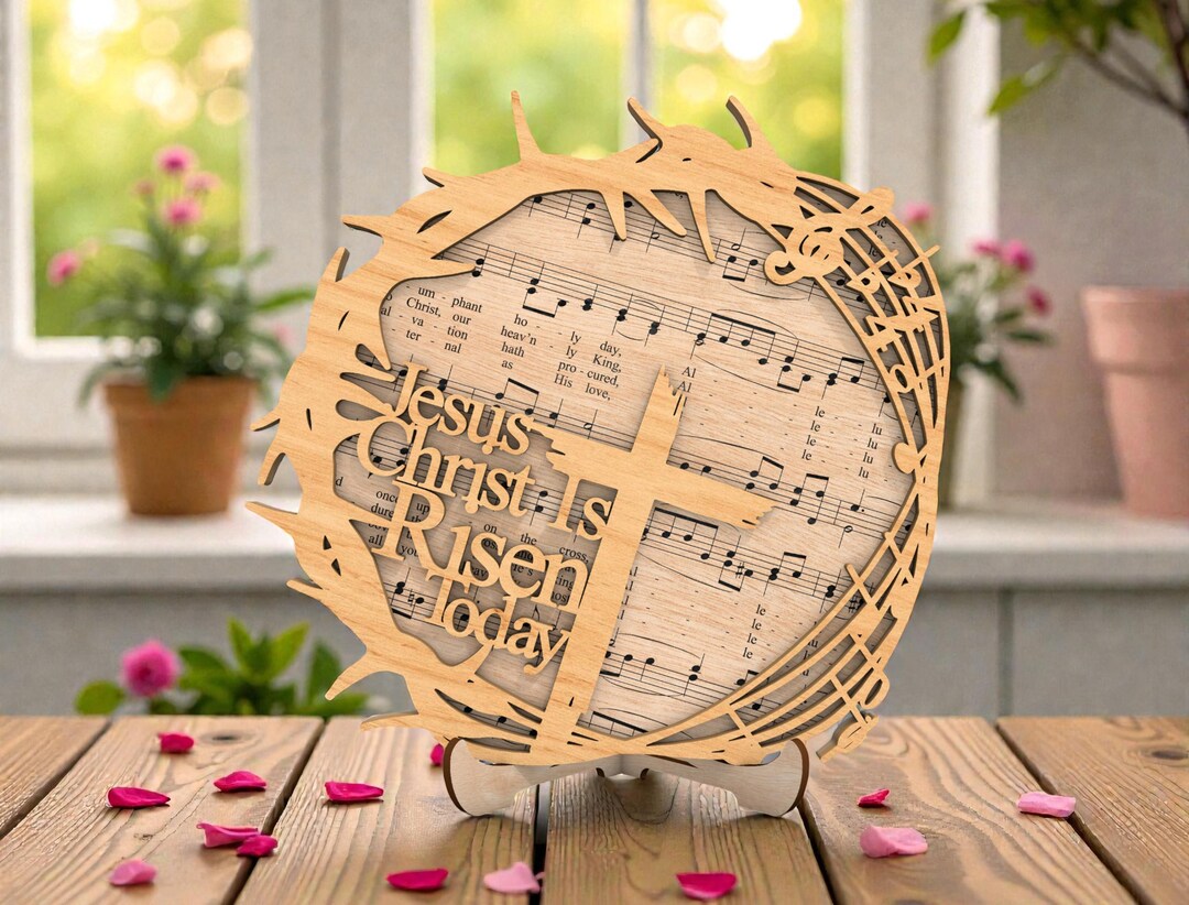 Jesus Christ is Risen Today SVG Laser Cut File, Christian Music Cross ...