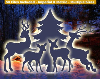 Christmas Tree and Reindeer Template PDF Laser Cut Files for Cricut Glowforge CNC Silhouette Template, Easy to do, DIY, Digital Download
