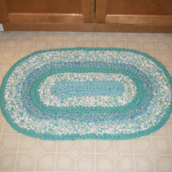Tapis ovale petit Aqua bain bleu et vert Mat\\Aqua bleu et vert - pour Etsy