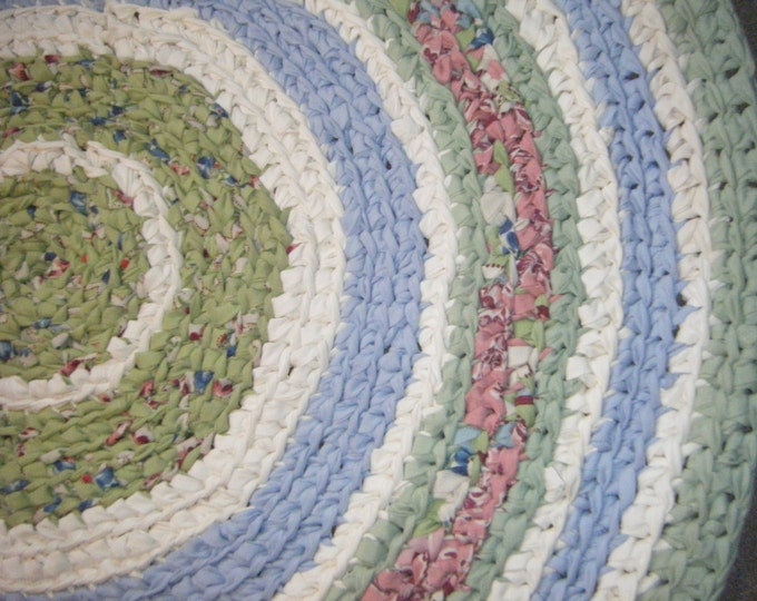 Handmade Blue and Green Round Area Rug for Etsy Etsy