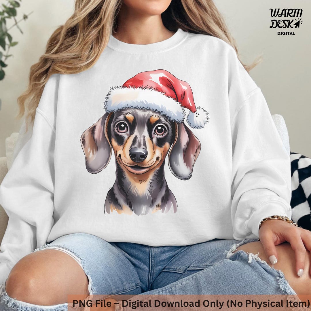 Cute Dachshund Christmas PNG Bundle | Santa Hat Dog Clipart ...