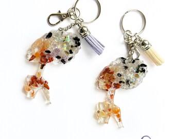 Solar Muse Afro Goddess Keychain | Crystal Resin Charm | Labradorite Amethyst Obsidian | Afrocentric Bag or Altar Charm