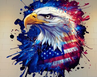 Eagle DTF Transfer: American Flag Eagle Iron On, DIY USA Freedom Apparel
