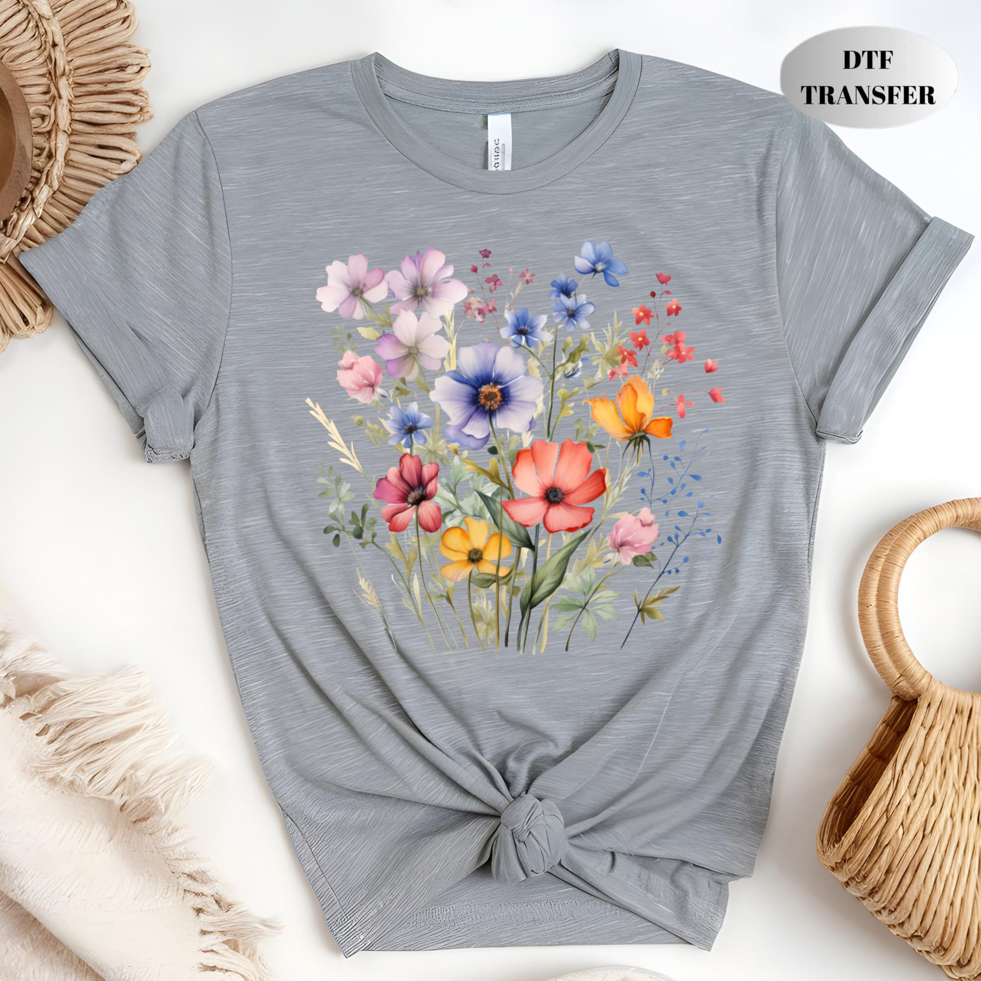 Wildflower DTF Transfer, Spring Floral Iron On, Ready to Press - Etsy