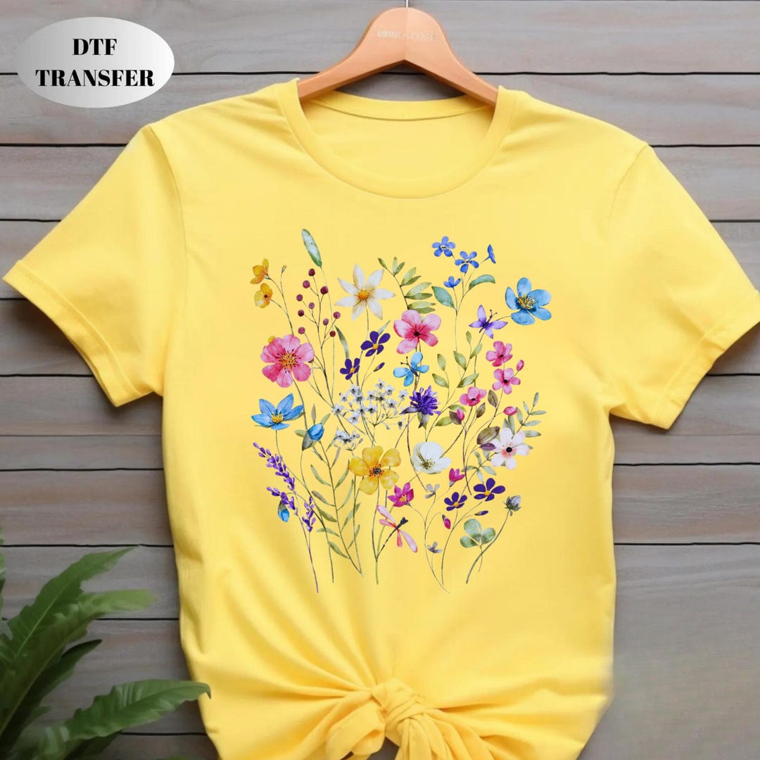 Wildflower DTF Transfer, Spring Floral Iron On, Ready to Press - Etsy