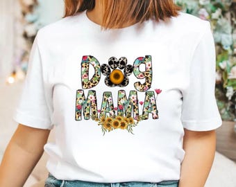 Dog Mama DTF Transfer: Floral Mom Iron On Design, DIY Shirt for Pet Lovers