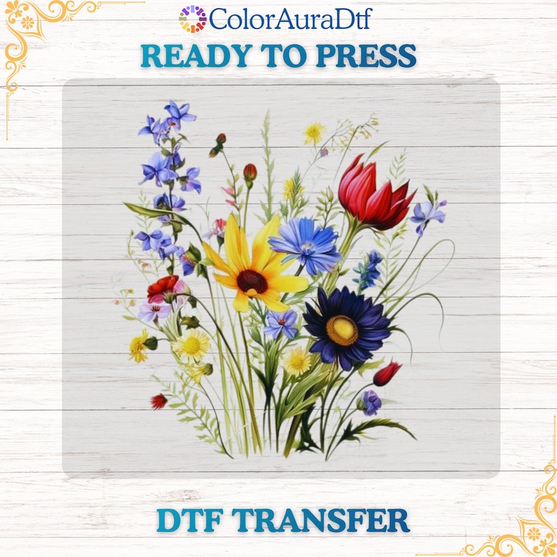 Wildflower DTF Transfer, Nature Flowers Iron on Shirt, Ready to Press ...