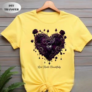 Gothic Heart DTF Transfer • Love Hurts Beautifully Iron On • Dark Romantic Rose Lock Key