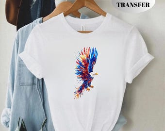 Eagle DTF Transfer, Ready to Press, Artistic Eagle Patriotic Iron On for Shirt