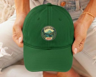 Oregon Vintage Dad Hat, Retro Nature Badge Travel Gift