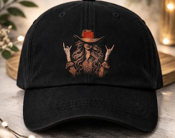 Dirty Deeds Western Dad Hat Rock Cowgirl Cap Vintage Black Cotton Hat
